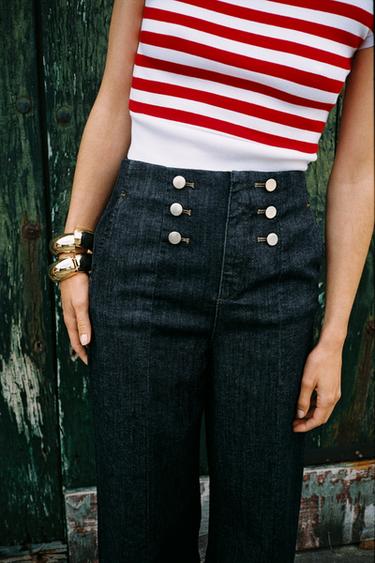 PANTALON JUPE-CULOTTE BOUTONS - Indigo de Zara - Image 1