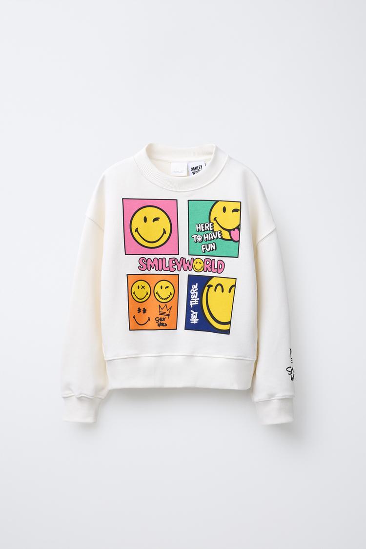 SWEATSHIRT MET SMILEYWORLD ®-RELIËF Gebroken wit ZARA