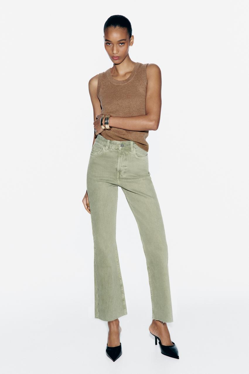 Straight High Waist Cropped Jeans Blue