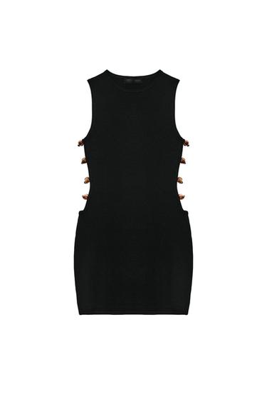 SHORT KNIT DRESS WITH BEADED CUT-OUTS - Black by Zara