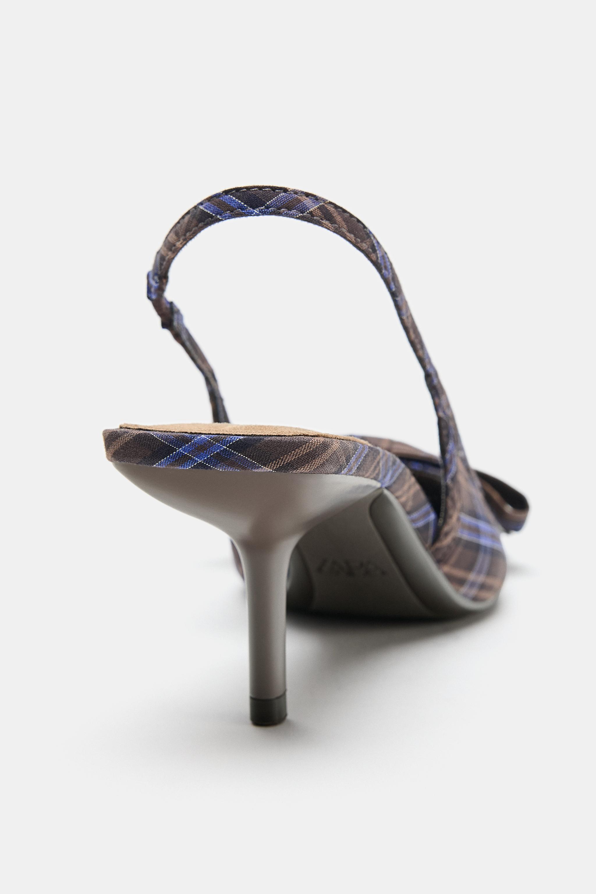 BOW PLAID HEEL SHOES