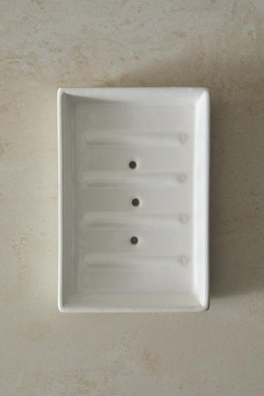 WHITE EARTHENWARE BATHROOM SOAP DISH - White by Zara - Image 3