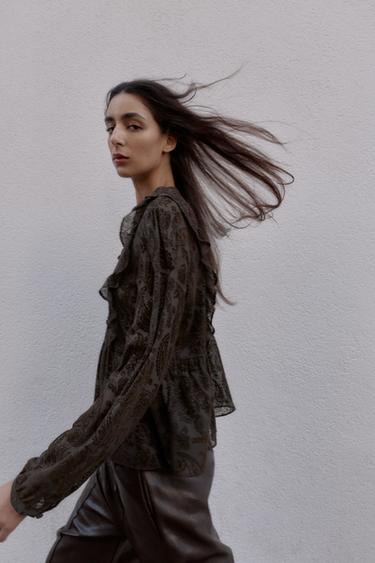 DEVORÉ RUFFLED BLOUSE - Brown by Zara