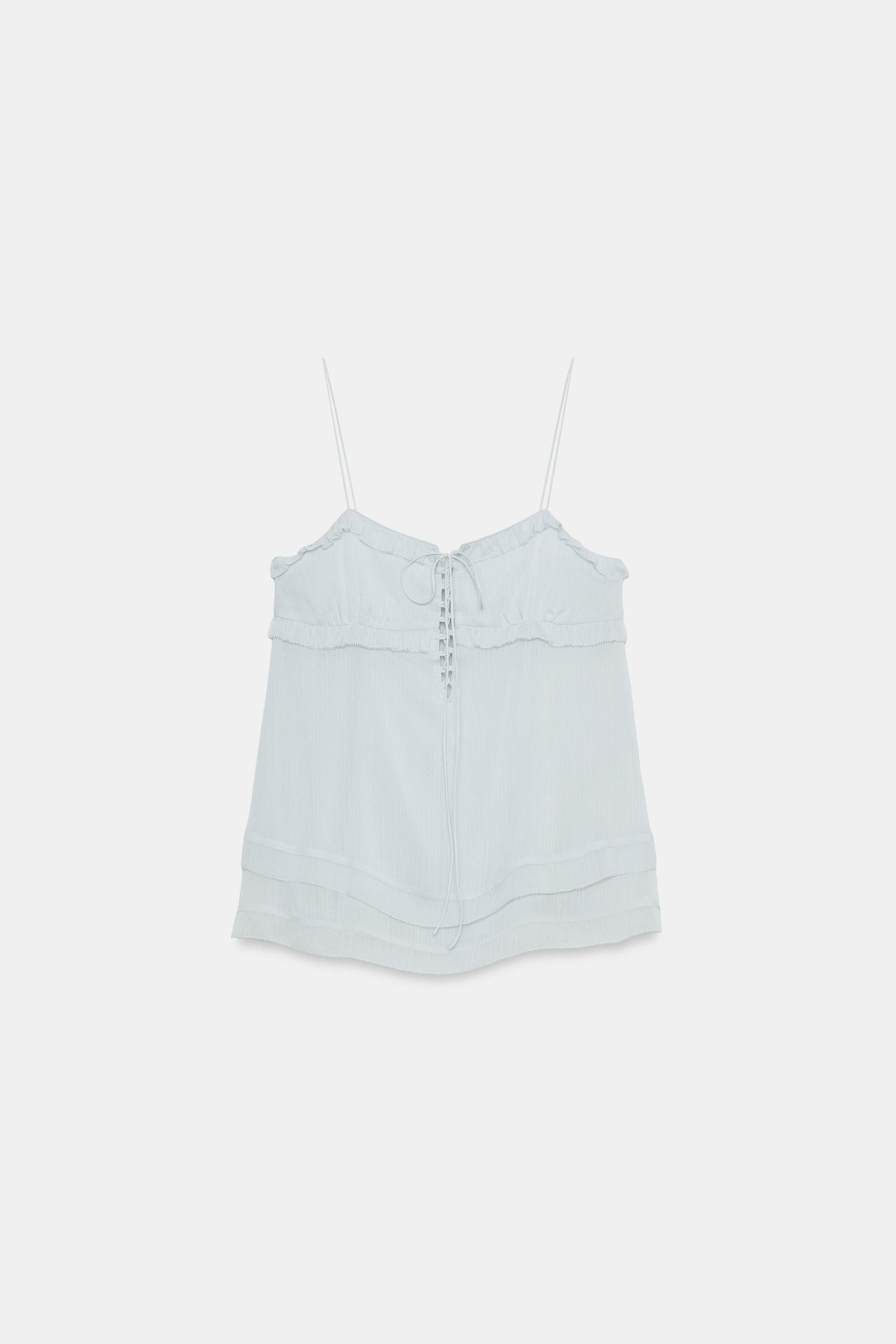 TOP CU VOLĂNAȘE ZW COLLECTION - Albastru deschis | ZARA România