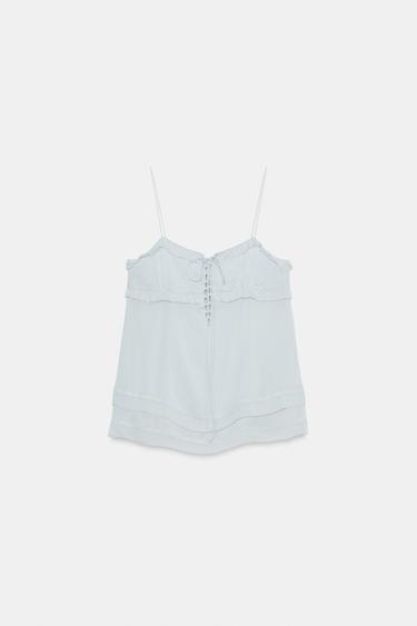 TOP À VOLANTS ZW COLLECTION - Bleu clair de Zara - Image 5