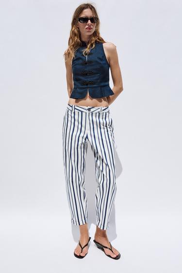 TOP PEPLUM ALAMARES CON LINO - Índigo de Zara - Imagen 0