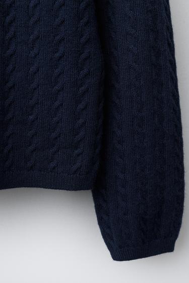 GILET EN MAILLE TORSADÉE - Bleu marine de Zara - Image 3