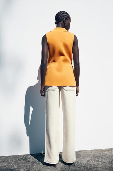 TOP GILET EN MAILLE À PLIS À LA TAILLE - Mandarine de Zara - Image 4