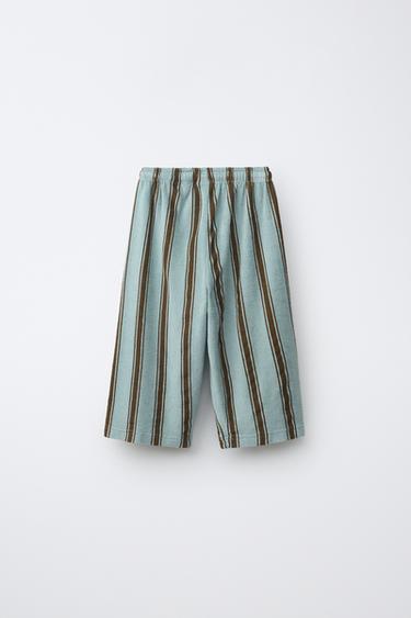 RELAXED FIT TOWELLING STRIPED TROUSERS - Blue / Green by Zara - Image 1