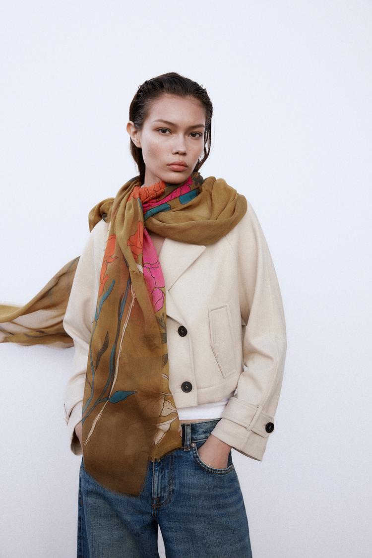 Printed Scarf Zara Silk Scarf Top Zara Printed Scarf Top Silk
