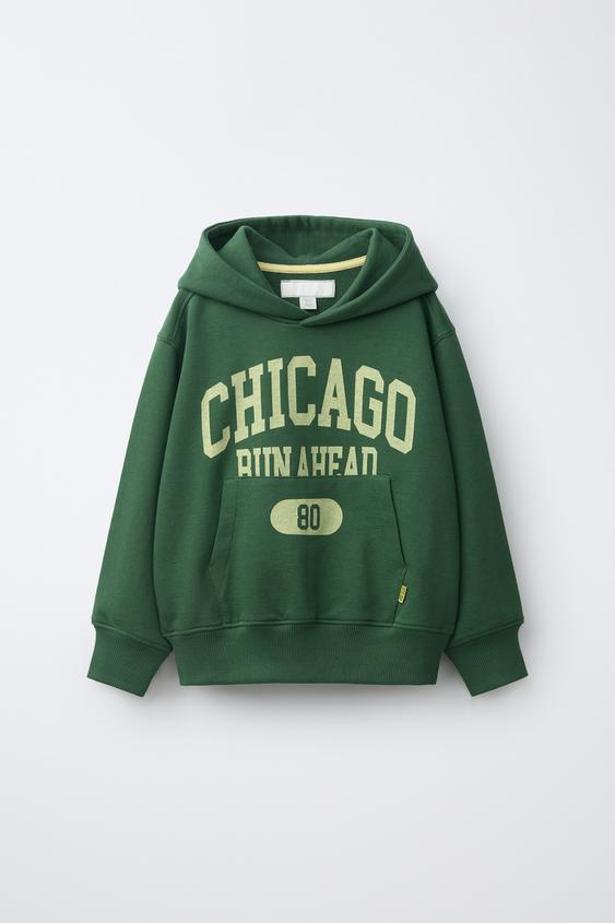 سويت شيرت جوغينغ بغطاء رأس ونص - أخضر الخاص بـ Zara - صورة 0