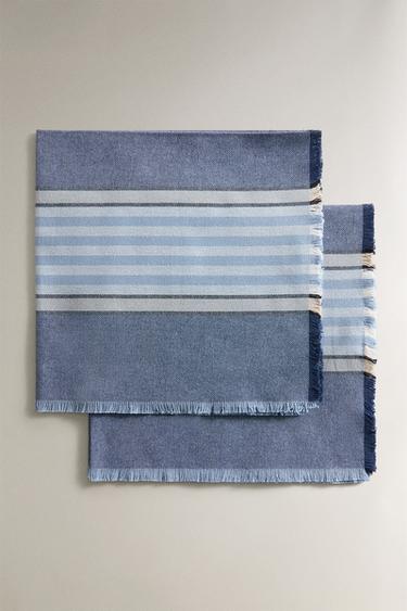 PACK OF THE STRIPED DYED THREAD NAPKINS (pack of 2) - Blue by Zara - Image 0