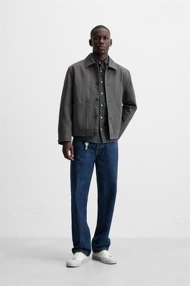 COTTON/LINEN JACKET - Grey by Zara