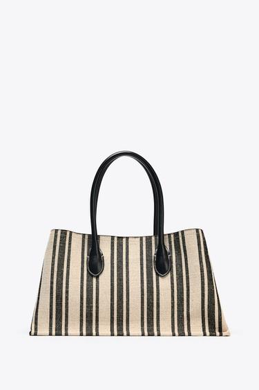 SHOPPER TOILE RAYURES - Noir de Zara - Image 2