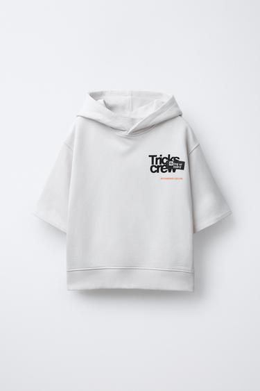SUDADERA MANGA CORTA TEXTO - Crudo de Zara