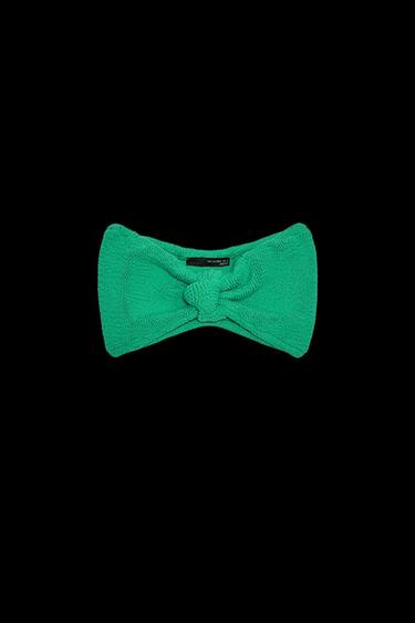 Zara TEXTURED BIKINI TOP - Green - Image 0
