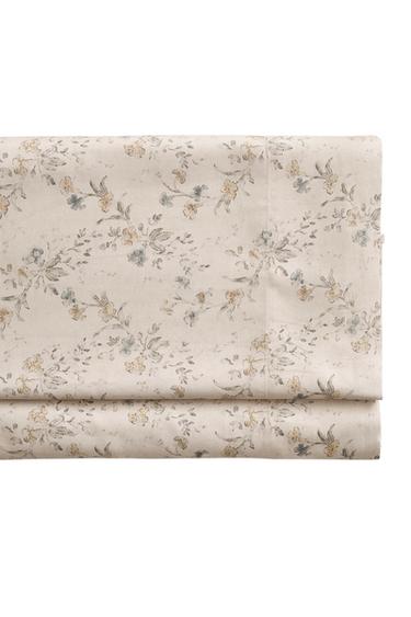 DYNE- OG SATIN MED BLOMSTERPRINT (300 TRÅDE) - Beige fra Zara