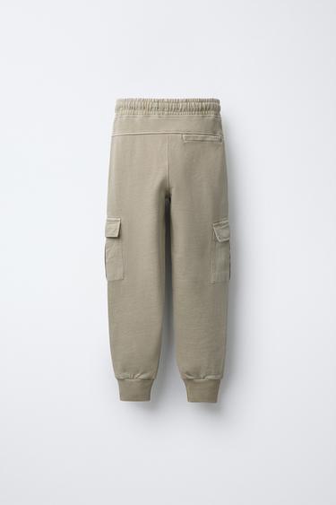 PANTALON DE JOGGING CARGO BRODÉ - Beige foncé de Zara - Image 1