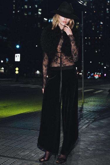 PANTALÓN TERCIOPELO ABERTURAS ZW COLLECTION - Negro de Zara