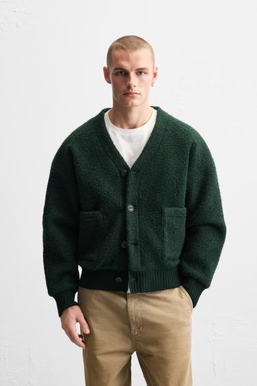 BOUCLÉ TEXTURED OVERSHIRT - Green by Zara