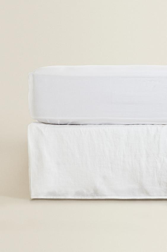 Zara FADED LINEN BEDSKIRT - White - Image 0