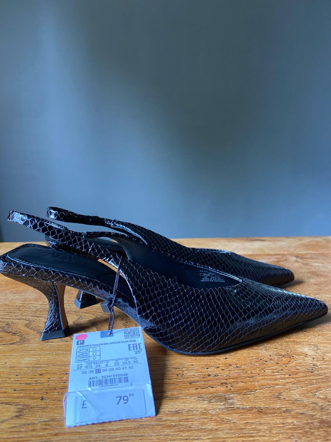 ANIMAL TEXTURE HEELED SLINGBACK SHOES - Image 4