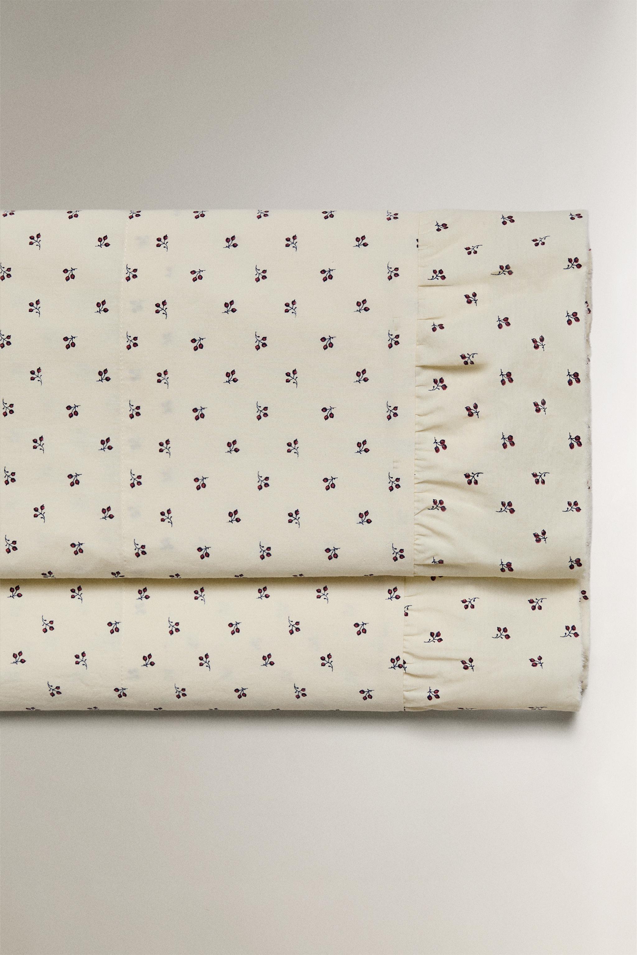 CHILDREN'S FLORAL PRINT FLAT SHEET WITH RUFFLE