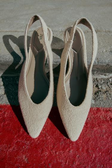 Zara SHEARLING EFFECT SLINGBACK SHOES - Off White - Image 0