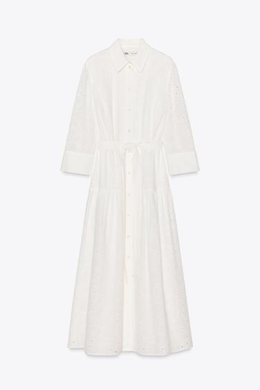 VESTIDO BORDADOS PERFORADOS ZW COLLECTION - Blanco de Zara