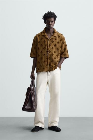 CAMISA JACQUARD TEXTURA - Marrón de Zara