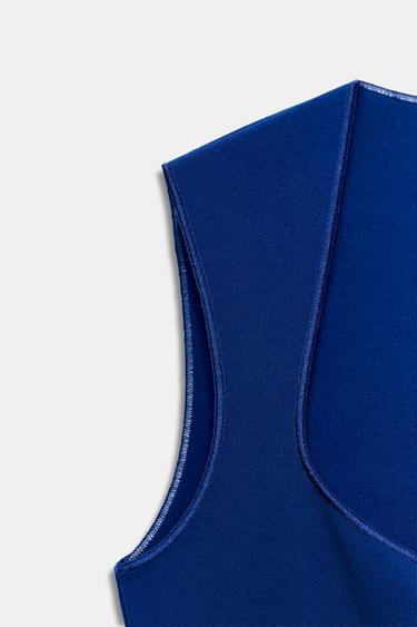 BODY ENCOLURE CARRÉE STRETCH - Bleu de Zara - Image 6