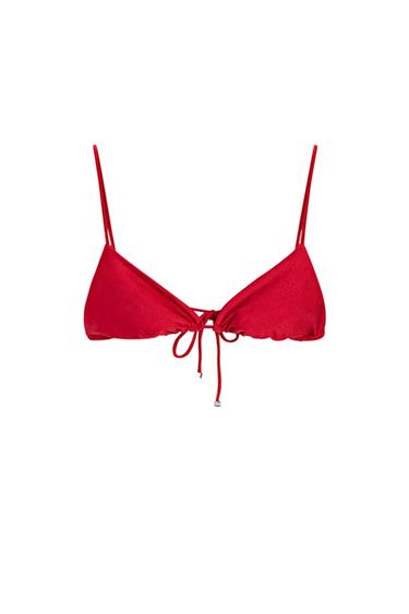 Zara Shimmering triangle bikini top - Red