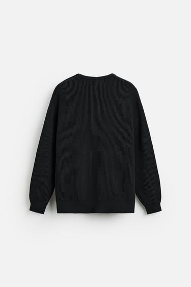 TEXTURED SWEATER WITH BUTTONS - Dark navy by Zara - Image 6