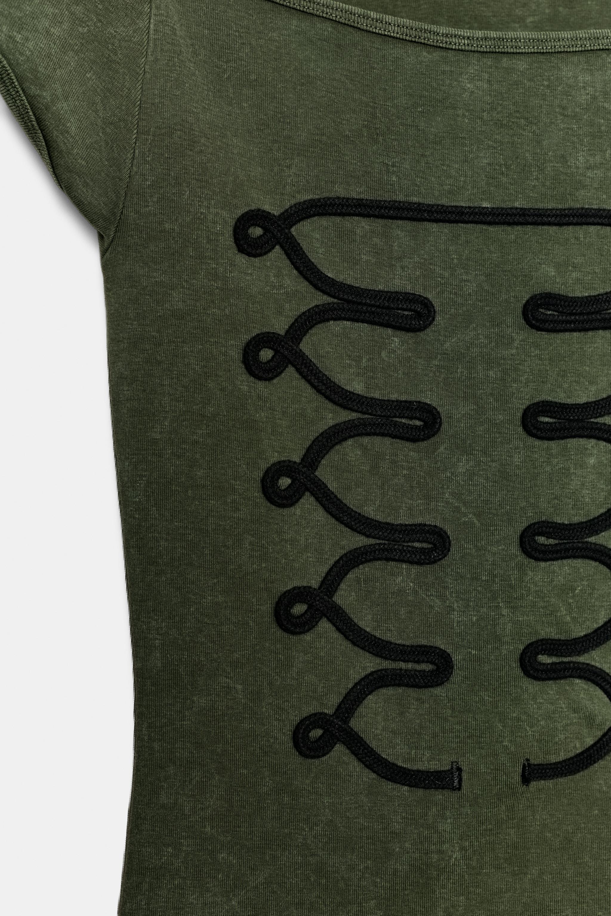 Женские топы Zara WASHED EFFECT TOP WITH FROG FASTENINGS — фото 7