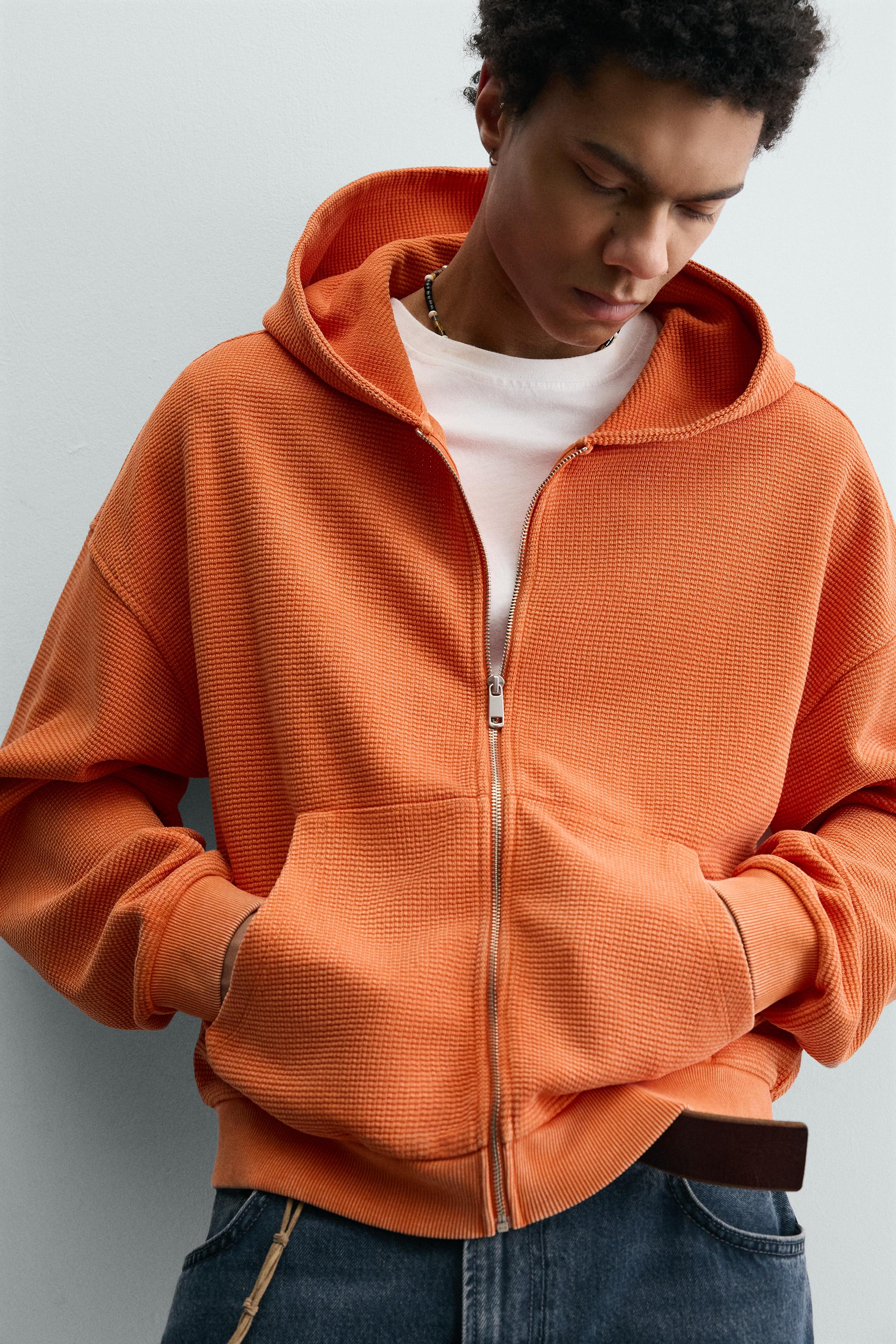 WASHED WAFFLE HOODIE SWEATSHIRT