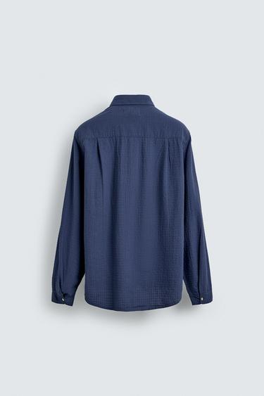 JACQUARD CHECK SHIRT - Blue by Zara - Image 7
