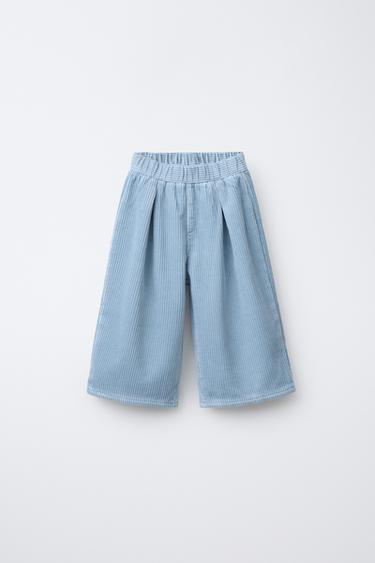PANTALON EN VELOURS CÔTELÉ JUPE-CULOTTE DOUBLÉ EN POLAIRE - Bleu clair de Zara - Image 0