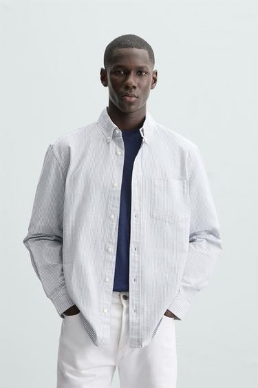 CAMISA OXFORD - Blanco / Gris de Zara