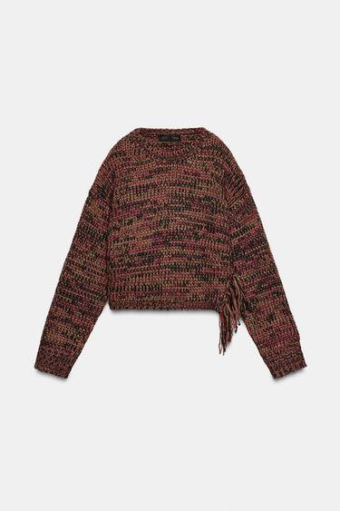 PULL EN MAILLE FRANGES LATÉRALES - Multicolore de Zara - Image 4