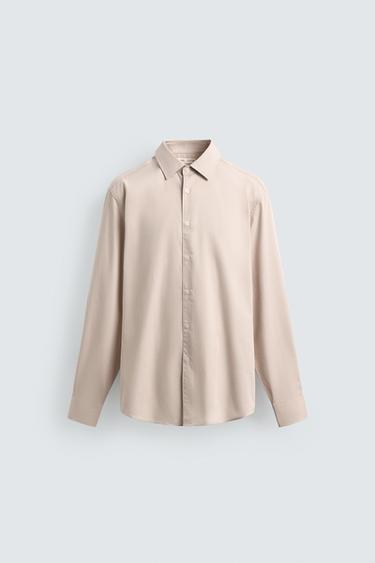 SLIM FIT TEXTURED SHIRT - Sand by Zara