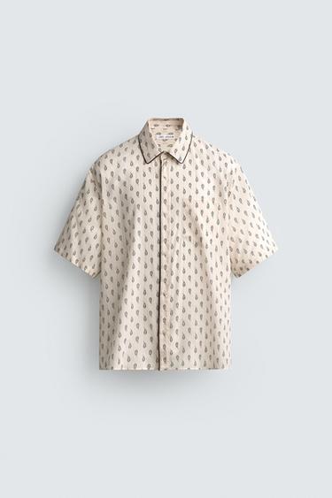 CONTRAST PAISLEY RELAXED FIT SHIRT - Oyster-white by Zara