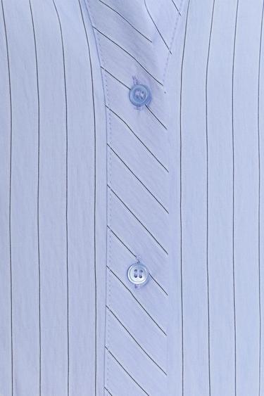 FITTED STRIPED SHIRT - Sky blue by Zara - Image 7