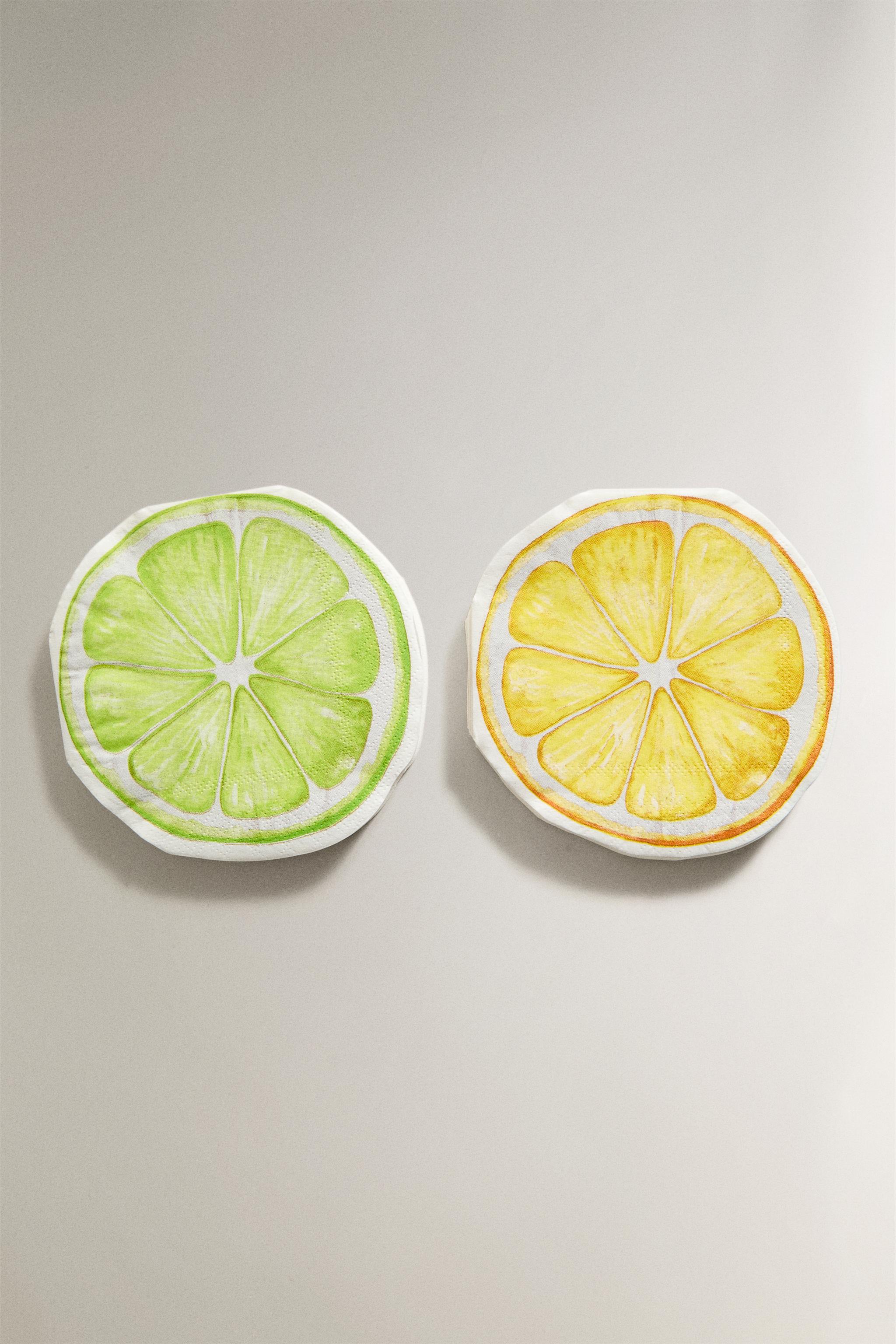 LOT DE 30 SERVIETTES EN PAPIER CITRON VERT ET CITRON