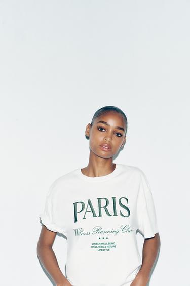 EMBROIDERED SLOGAN T-SHIRT - white by Zara - Image 1