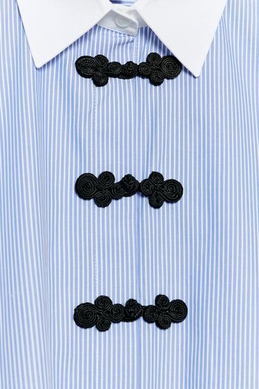CHEMISE À RAYURES ET BRANDEBOURGS ZW COLLECTION - Bleu / Blanc de Zara - Image 6
