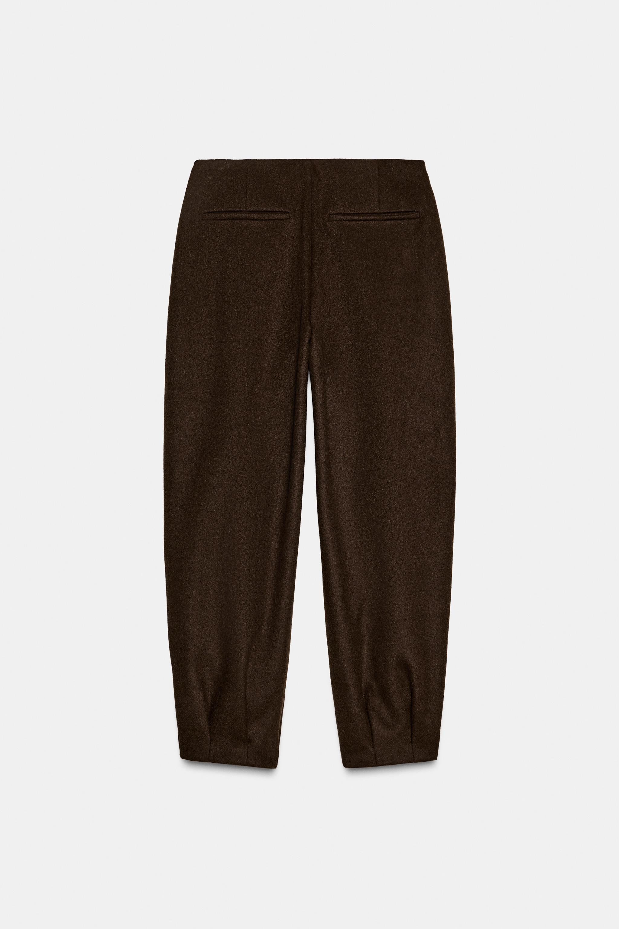 WOOL BARREL PLEATED PANTS