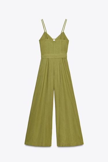 WIDE-LEG STRAPPY LINEN BLEND JUMPSUIT - Oil by Zara - Image 7