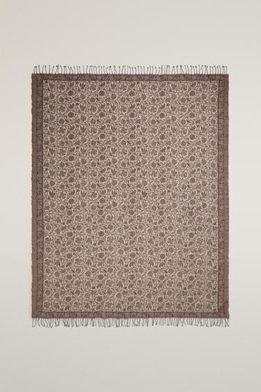 FLORAL JACQUARD THROW - Light beige by Zara - Image 0