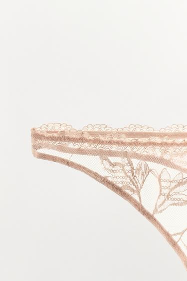 TANGA FLEURS BRODÉES - Rose pâle de Zara - Image 5