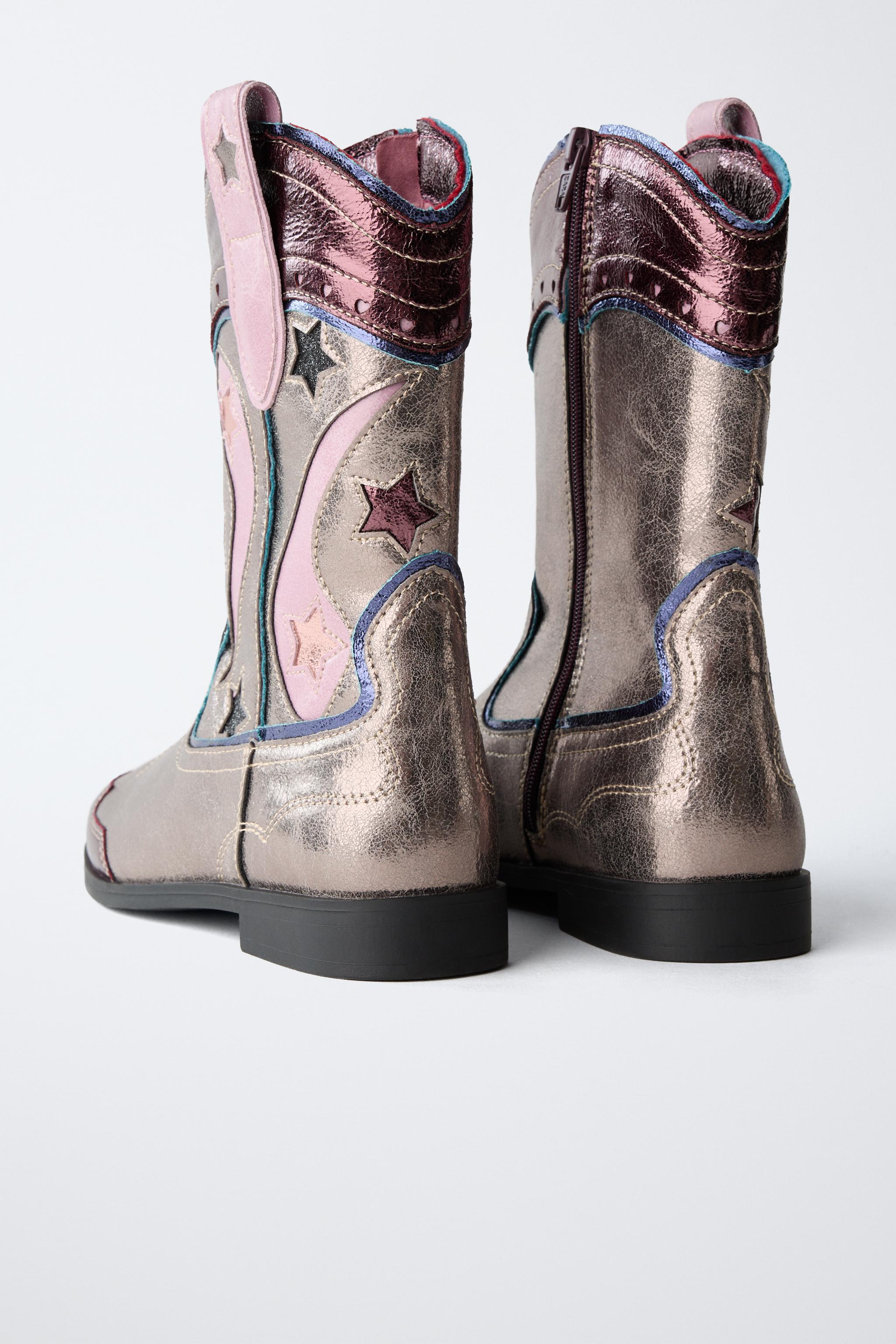 ⑧ カリメル太郎 METALLIC COWBOY BOOTS - Anthracite Gray | ZARA United States